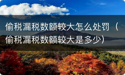 偷税漏税数额较大怎么处罚（偷税漏税数额较大是多少）