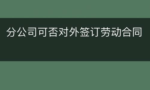 分公司可否对外签订劳动合同