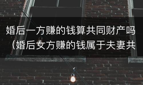 婚后一方赚的钱算共同财产吗（婚后女方赚的钱属于夫妻共同财产吗）