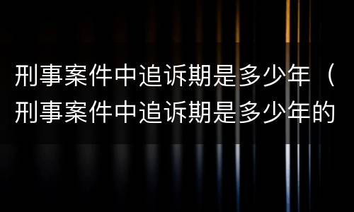 刑事案件中追诉期是多少年（刑事案件中追诉期是多少年的）