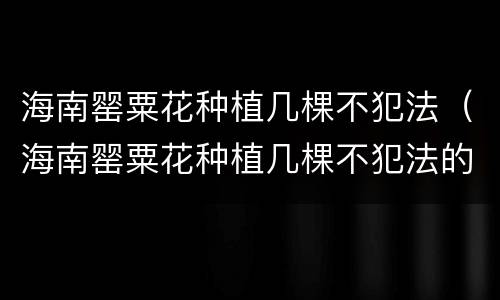 海南罂粟花种植几棵不犯法（海南罂粟花种植几棵不犯法的）