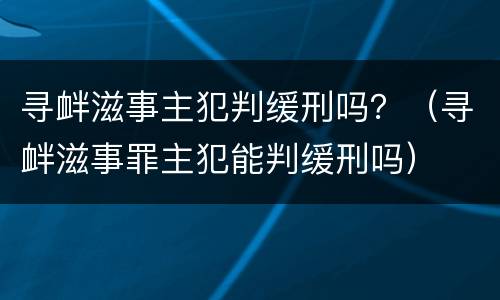 寻衅滋事主犯判缓刑吗？（寻衅滋事罪主犯能判缓刑吗）