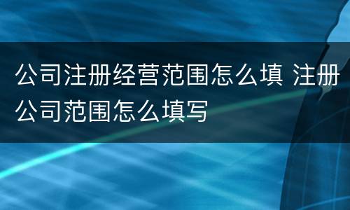 公司注册经营范围怎么填 注册公司范围怎么填写