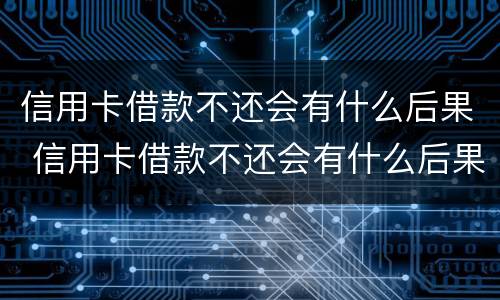 信用卡借款不还会有什么后果 信用卡借款不还会有什么后果嘛