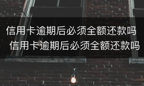 信用卡逾期后必须全额还款吗 信用卡逾期后必须全额还款吗怎么还