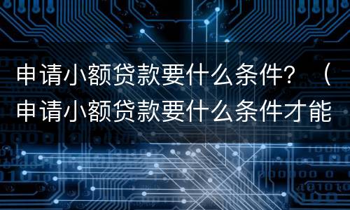 申请小额贷款要什么条件？（申请小额贷款要什么条件才能申请）
