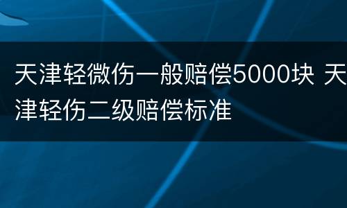 天津轻微伤一般赔偿5000块 天津轻伤二级赔偿标准