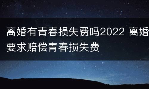 离婚有青春损失费吗2022 离婚要求赔偿青春损失费