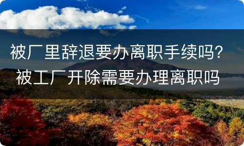 被厂里辞退要办离职手续吗？ 被工厂开除需要办理离职吗