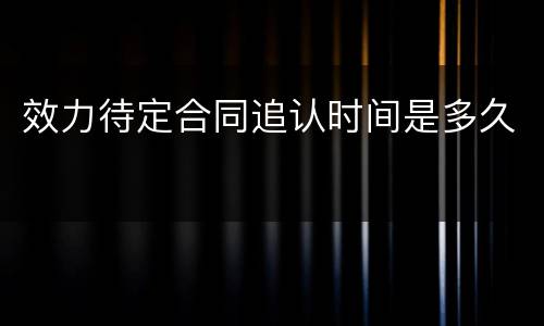 效力待定合同追认时间是多久