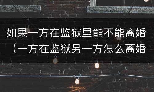 如果一方在监狱里能不能离婚（一方在监狱另一方怎么离婚）