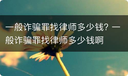 一般诈骗罪找律师多少钱? 一般诈骗罪找律师多少钱啊