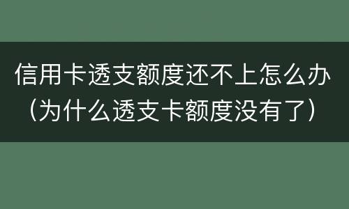 信用卡透支额度还不上怎么办（为什么透支卡额度没有了）