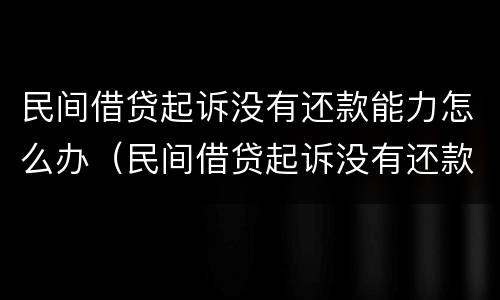 民间借贷起诉没有还款能力怎么办（民间借贷起诉没有还款能力怎么办理）
