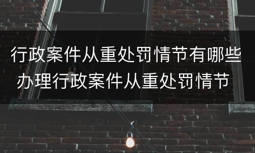 行政案件从重处罚情节有哪些 办理行政案件从重处罚情节