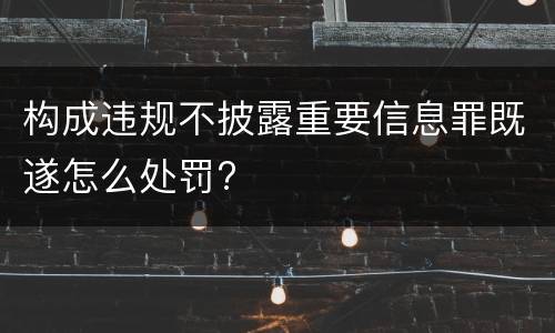 构成违规不披露重要信息罪既遂怎么处罚?