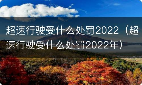 超速行驶受什么处罚2022（超速行驶受什么处罚2022年）