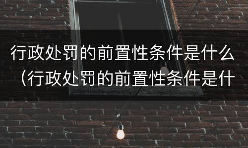 行政处罚的前置性条件是什么（行政处罚的前置性条件是什么）