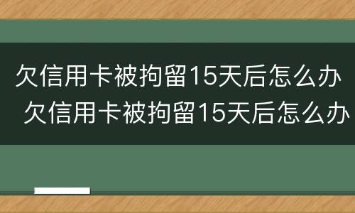 欠信用卡被拘留15天后怎么办 欠信用卡被拘留15天后怎么办理