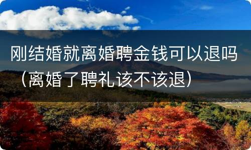 刚结婚就离婚聘金钱可以退吗（离婚了聘礼该不该退）