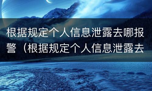 根据规定个人信息泄露去哪报警（根据规定个人信息泄露去哪报警处理）