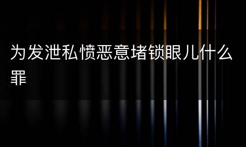 为发泄私愤恶意堵锁眼儿什么罪