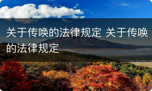 关于传唤的法律规定 关于传唤的法律规定