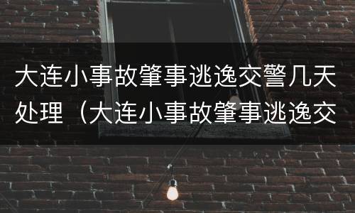 大连小事故肇事逃逸交警几天处理（大连小事故肇事逃逸交警几天处理完毕）