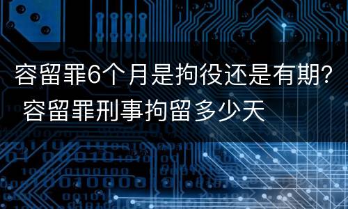 容留罪6个月是拘役还是有期？ 容留罪刑事拘留多少天