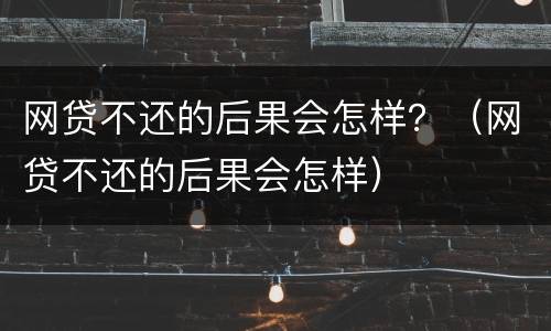 网贷不还的后果会怎样？（网贷不还的后果会怎样）