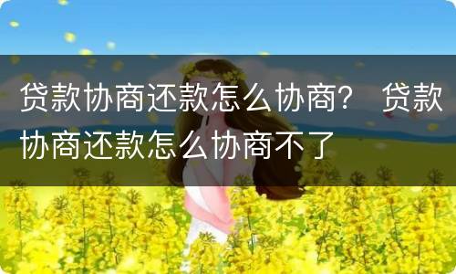 贷款协商还款怎么协商？ 贷款协商还款怎么协商不了