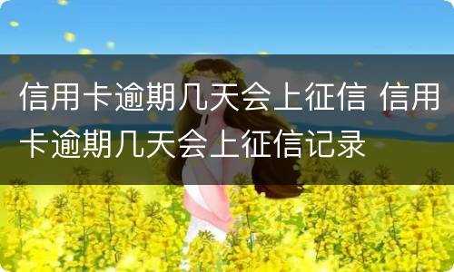 信用卡逾期几天会上征信 信用卡逾期几天会上征信记录