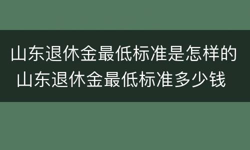 山东退休金最低标准是怎样的 山东退休金最低标准多少钱
