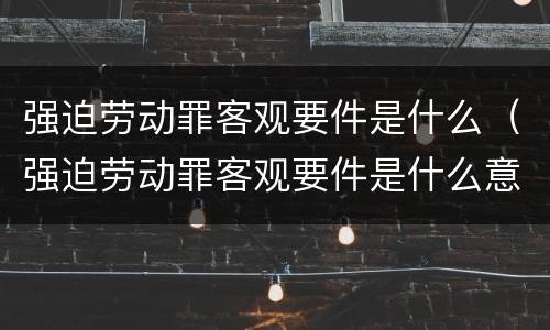 强迫劳动罪客观要件是什么（强迫劳动罪客观要件是什么意思）