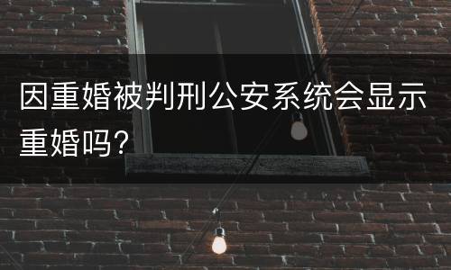 因重婚被判刑公安系统会显示重婚吗?