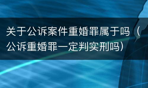 关于公诉案件重婚罪属于吗（公诉重婚罪一定判实刑吗）