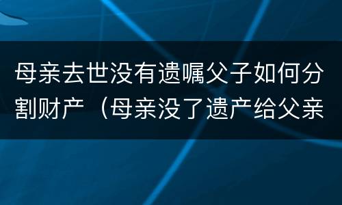 母亲去世没有遗嘱父子如何分割财产（母亲没了遗产给父亲和儿子）