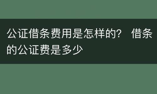 公证借条费用是怎样的？ 借条的公证费是多少