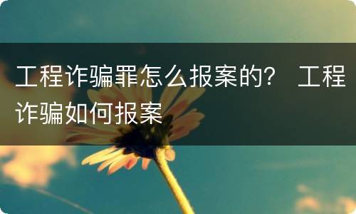 工程诈骗罪怎么报案的？ 工程诈骗如何报案