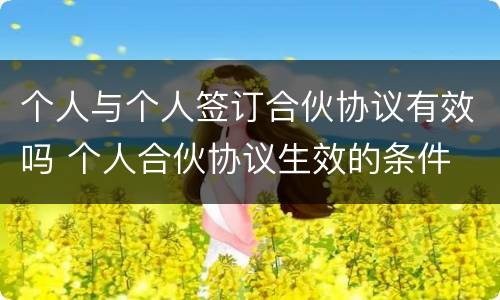 个人与个人签订合伙协议有效吗 个人合伙协议生效的条件