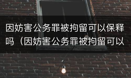 因妨害公务罪被拘留可以保释吗（因妨害公务罪被拘留可以保释吗多少钱）