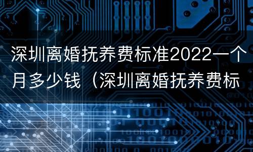 深圳离婚抚养费标准2022一个月多少钱（深圳离婚抚养费标准2020标准）