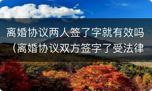 离婚协议两人签了字就有效吗（离婚协议双方签字了受法律保护吗）