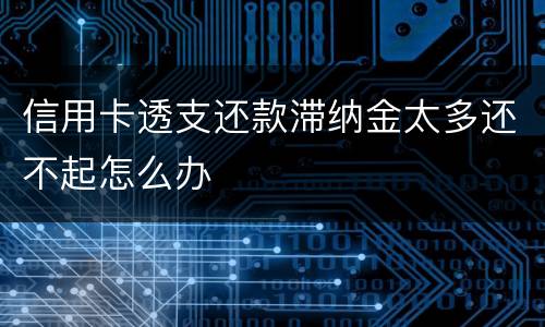 信用卡透支还款滞纳金太多还不起怎么办