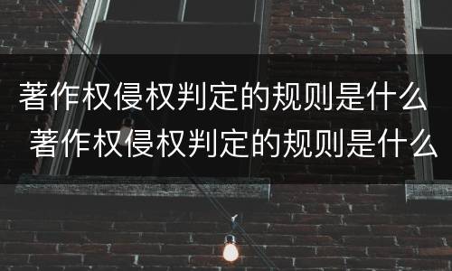 著作权侵权判定的规则是什么 著作权侵权判定的规则是什么