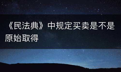 《民法典》中规定买卖是不是原始取得