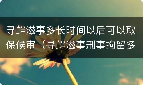 寻衅滋事多长时间以后可以取保候审（寻衅滋事刑事拘留多久能办取保候审）