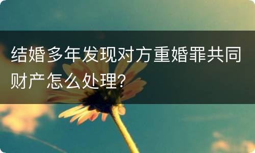 结婚多年发现对方重婚罪共同财产怎么处理？