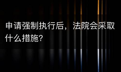 申请强制执行后，法院会采取什么措施？