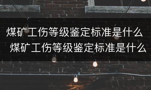 煤矿工伤等级鉴定标准是什么 煤矿工伤等级鉴定标准是什么样的